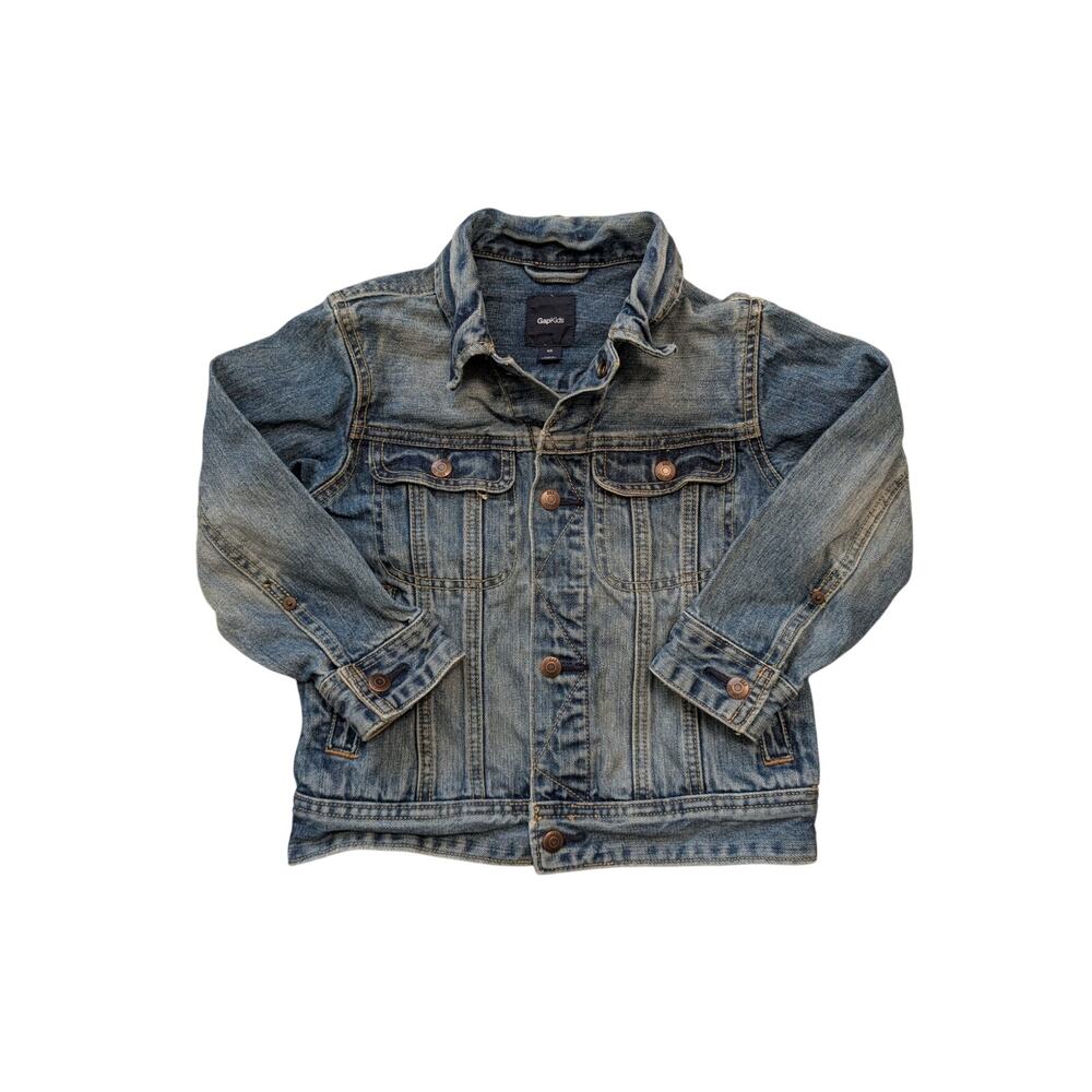 GAP KIDS Girls Denim/Jean Jacket size XS (4-5) Medium wash; faded blue denim